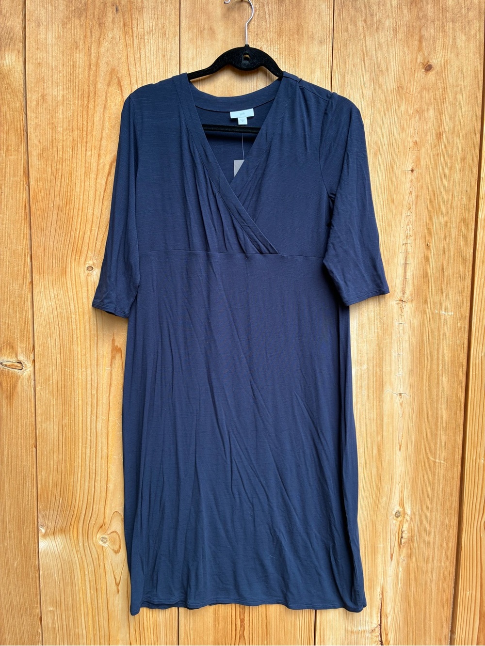 NWT J. JILL Jersey V-Neck 3/4 Sleeve Navy Dress 
Size Small - Picture 2 of 5